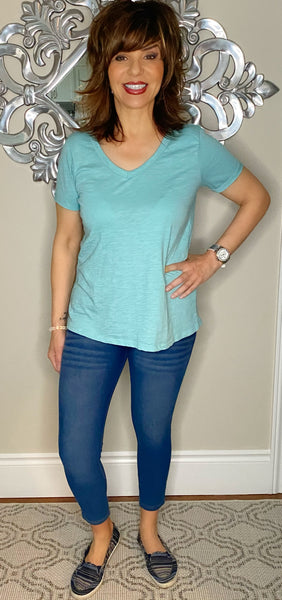 Blue Sweatshirt Denim Hue Capri Pant